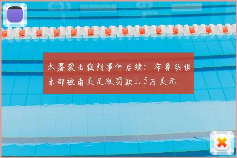木薯袭击裁判事件后续：布鲁明俱乐部被南美足联罚款1.5万美元